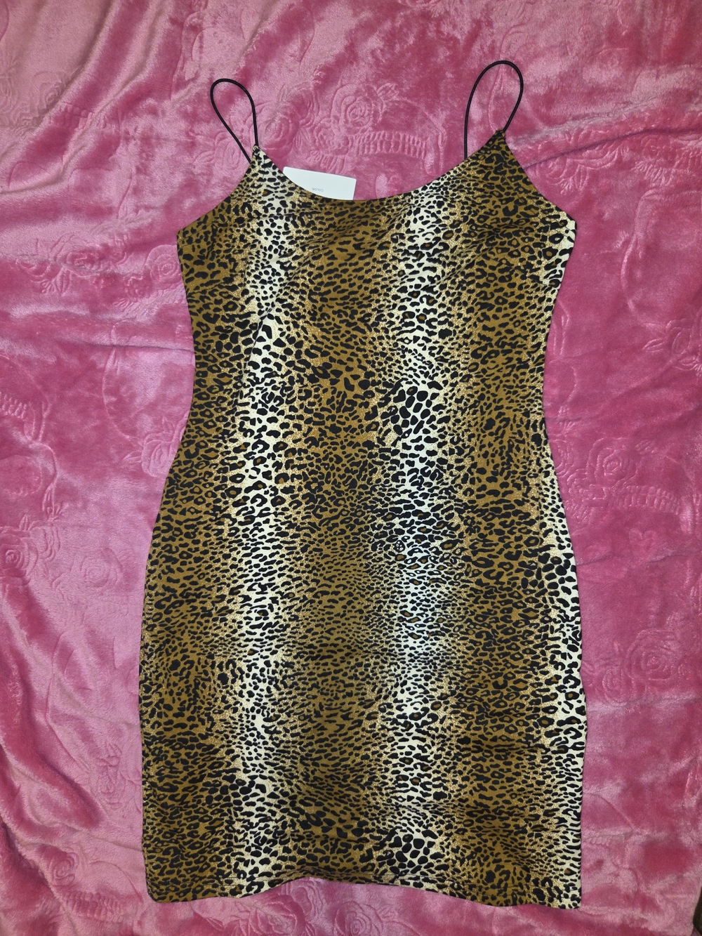 Leopard Print Mini Slip Dress in Gold and Black